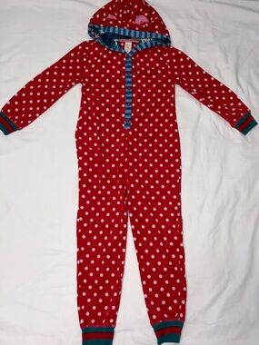 Matilda Jane Snuggle Time fleece hooded one piece pajamas sz 6 EUC smoke free